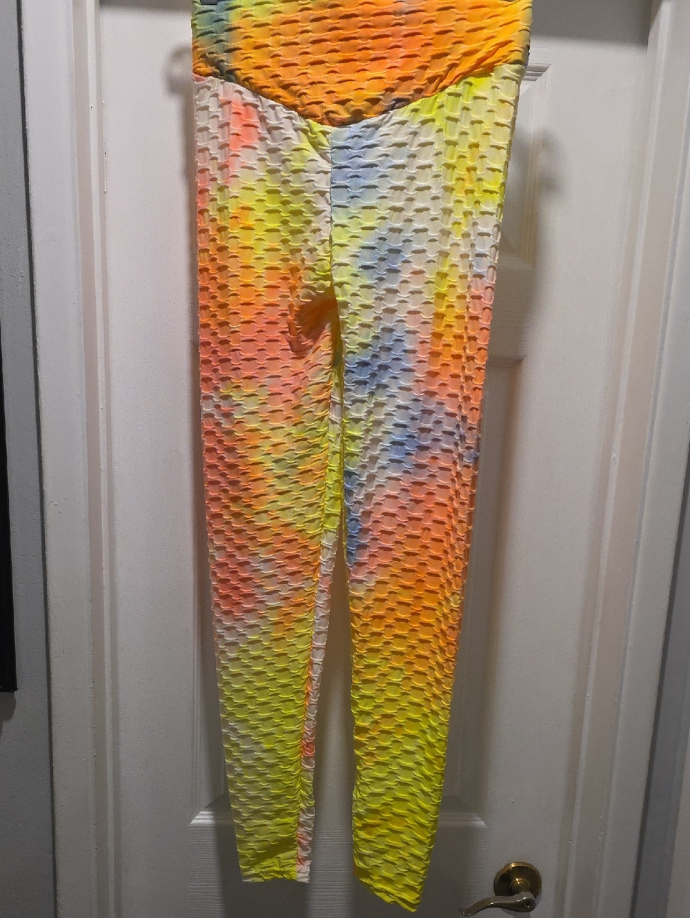 Textured Tie-Dye Leggings - Neon Multi